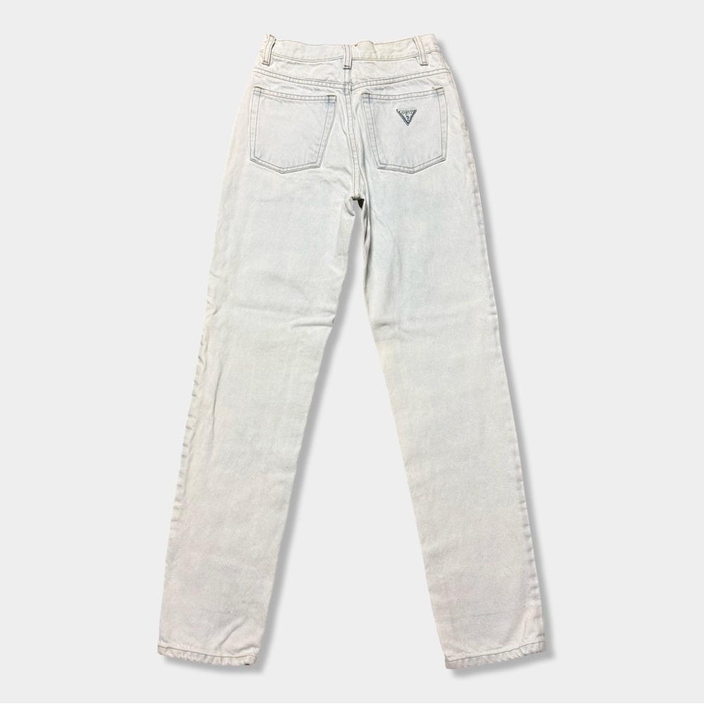Vtg 80s Guess Bleach Acid Wash High Waist Skinny Taper Leg Denim Mom Jeans 26 XS